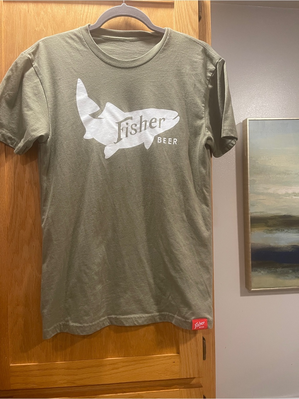 Olive Fisher Beer Graphic Short Sleeve Shirt Small SLC Brewing company